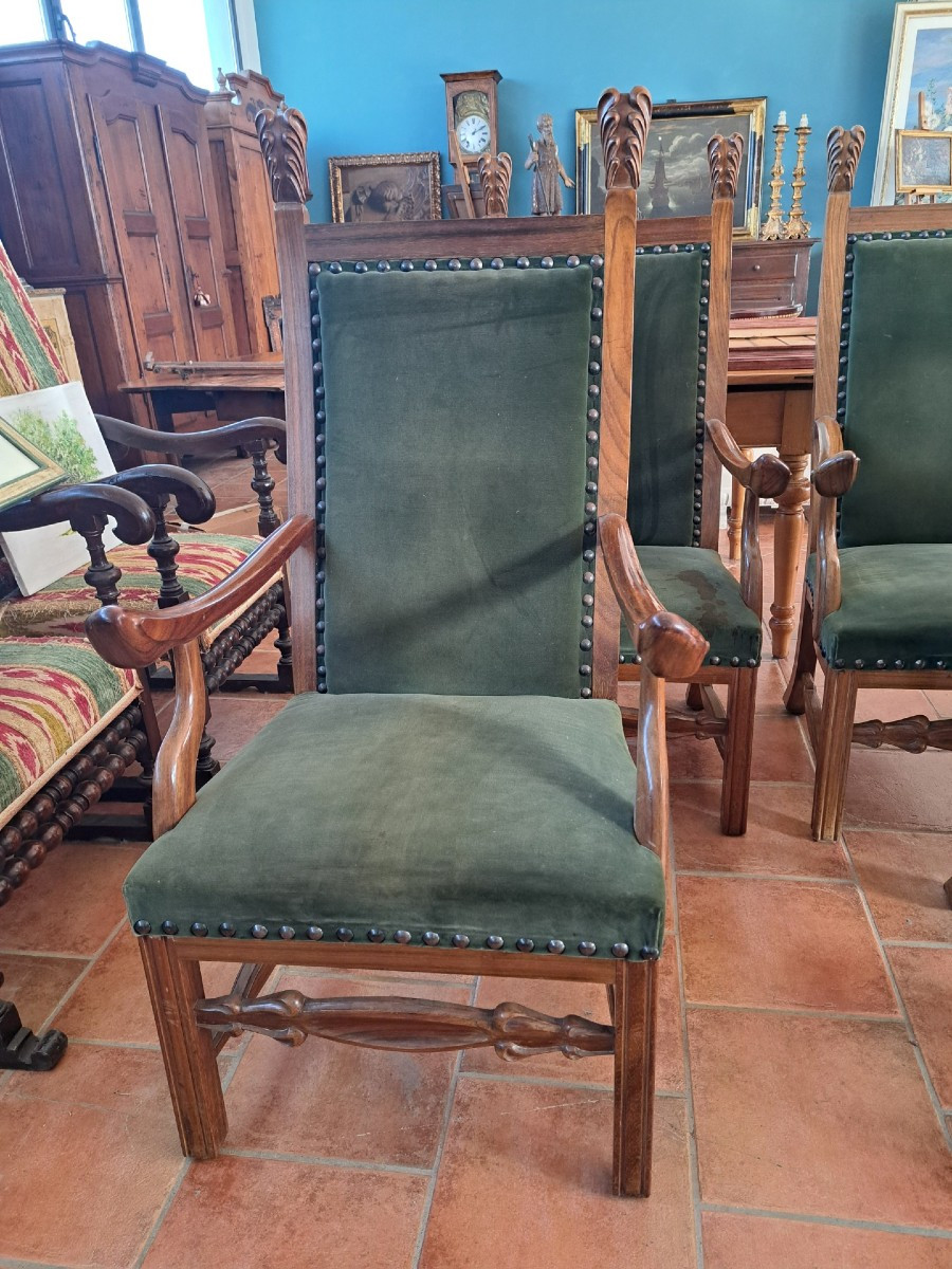 4 High Chairs Upholstered In Blond Mahogany-photo-2