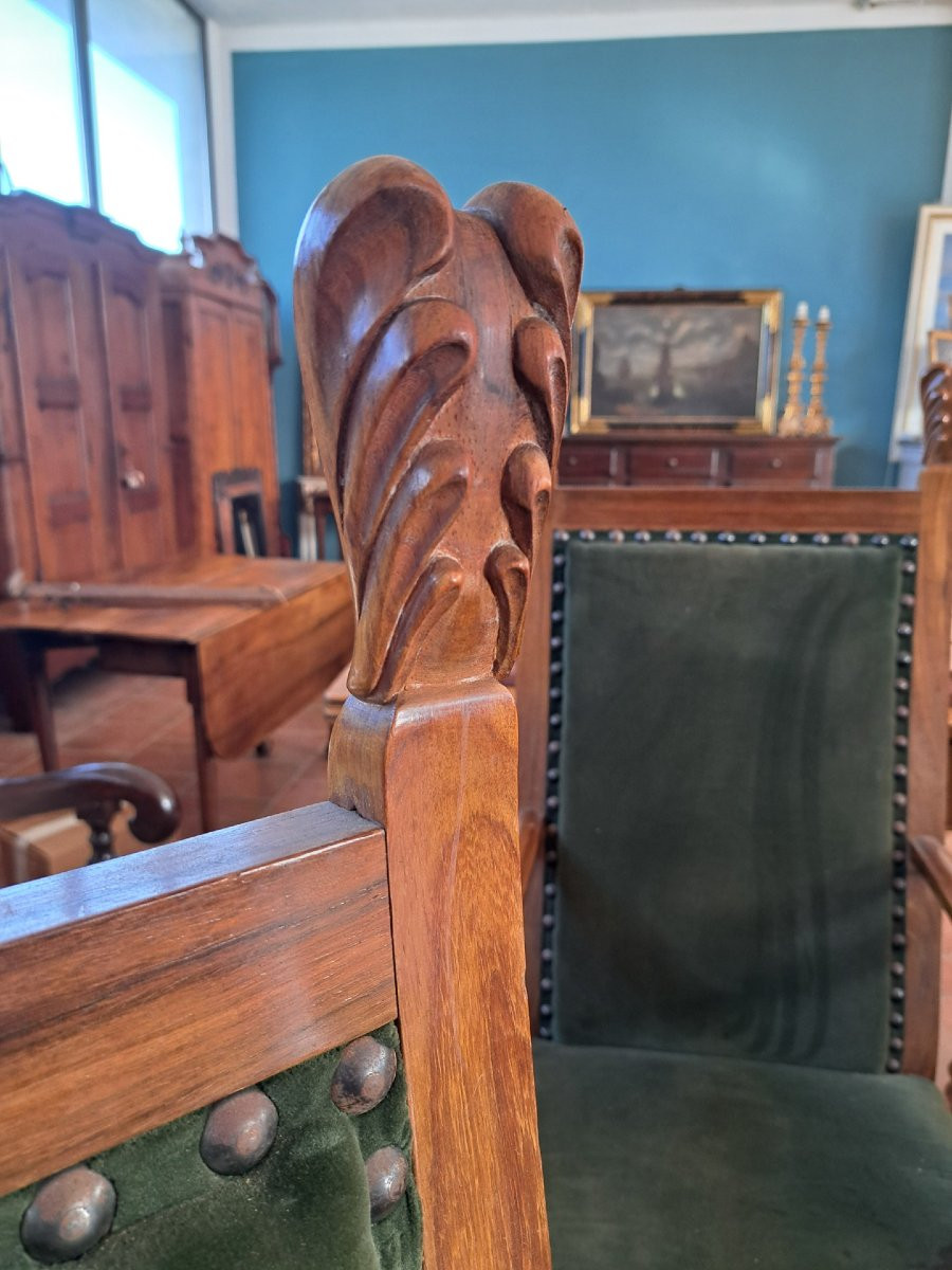 4 High Chairs Upholstered In Blond Mahogany-photo-2
