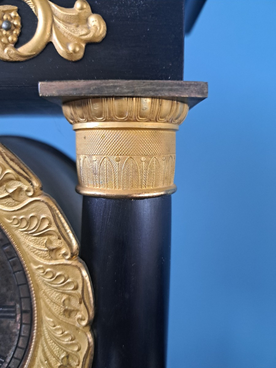 Montre Empire En Bronze Doré Et Bois ébonisé-photo-2
