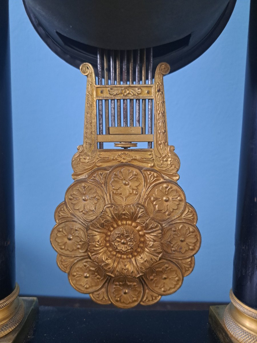 Montre Empire En Bronze Doré Et Bois ébonisé-photo-1