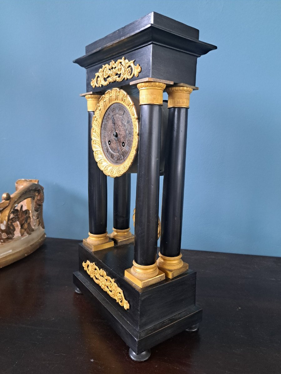 Montre Empire En Bronze Doré Et Bois ébonisé-photo-4