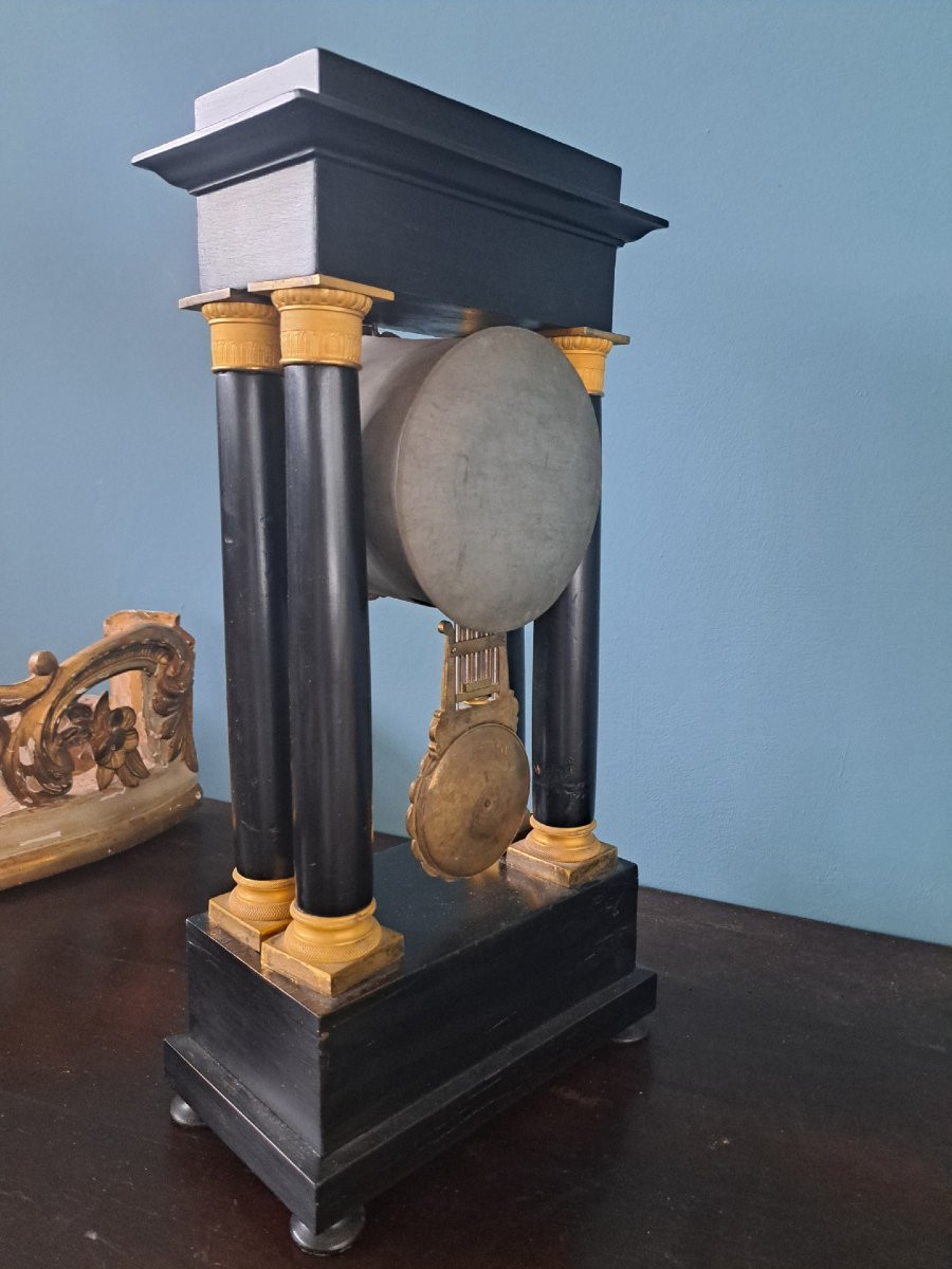 Montre Empire En Bronze Doré Et Bois ébonisé-photo-6