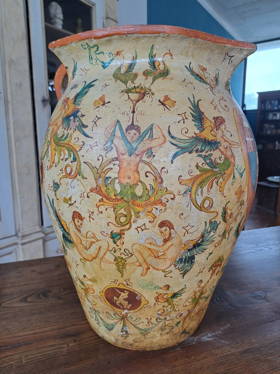 Painted Terracotta Vase From The Nineteenth Century-photo-3