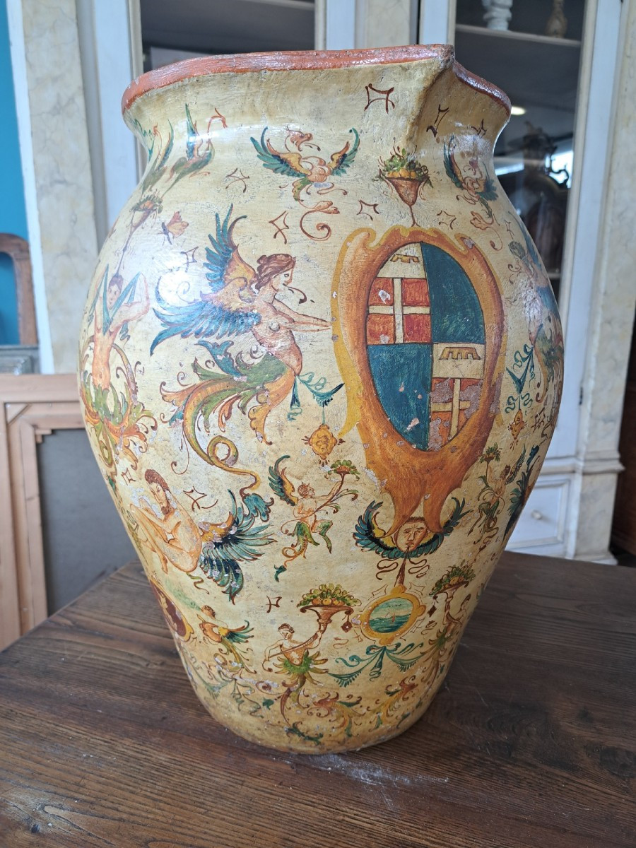 Painted Terracotta Vase From The Nineteenth Century
