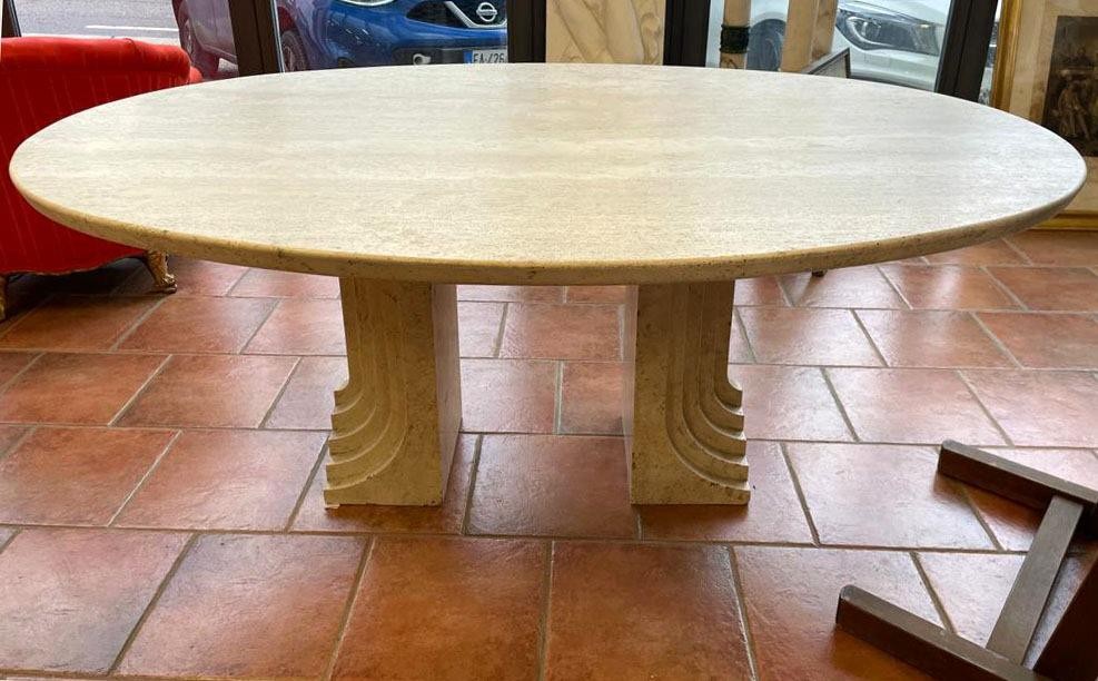 70’s Design Table In Travertine-photo-2