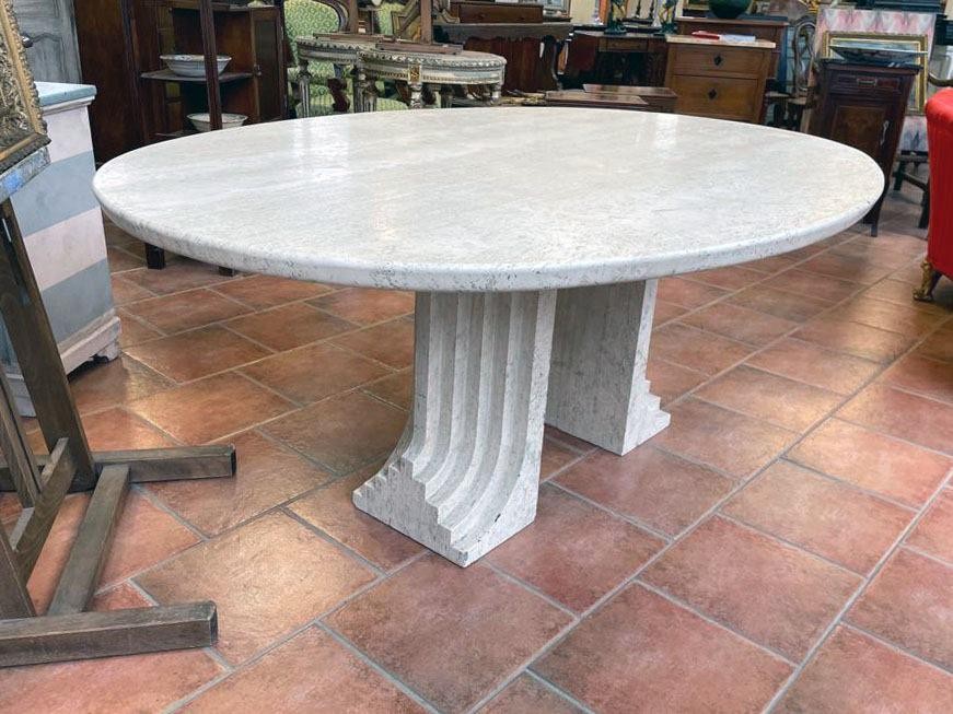70’s Design Table In Travertine-photo-3