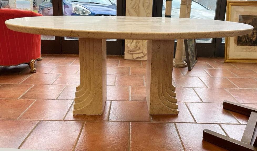 70’s Design Table In Travertine-photo-4