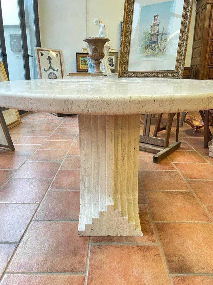 70’s Design Table In Travertine-photo-4