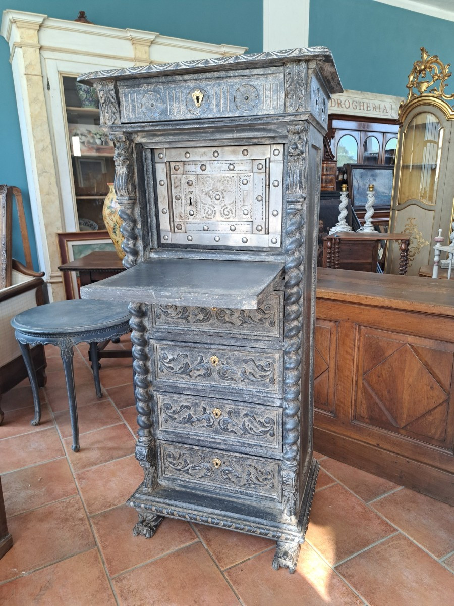 Secrétaire avec coffre laqué du XIXe siècle-photo-2