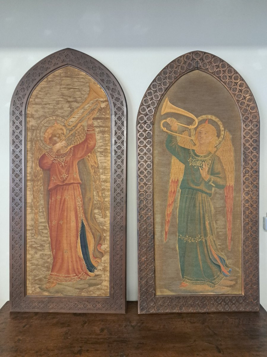 Pair Of Herbal Juices From The Nineteenth Century With Frame, "angels Musicians"-photo-2