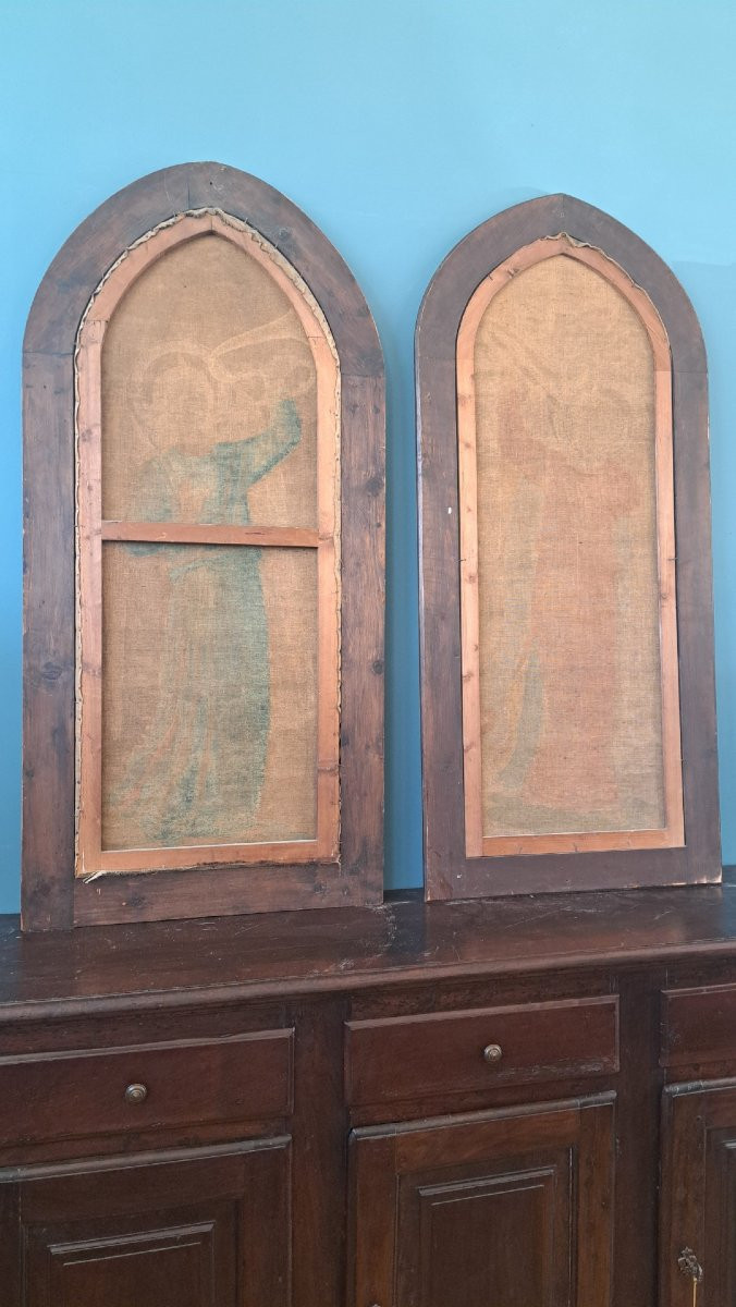 Pair Of Herbal Juices From The Nineteenth Century With Frame, "angels Musicians"-photo-4