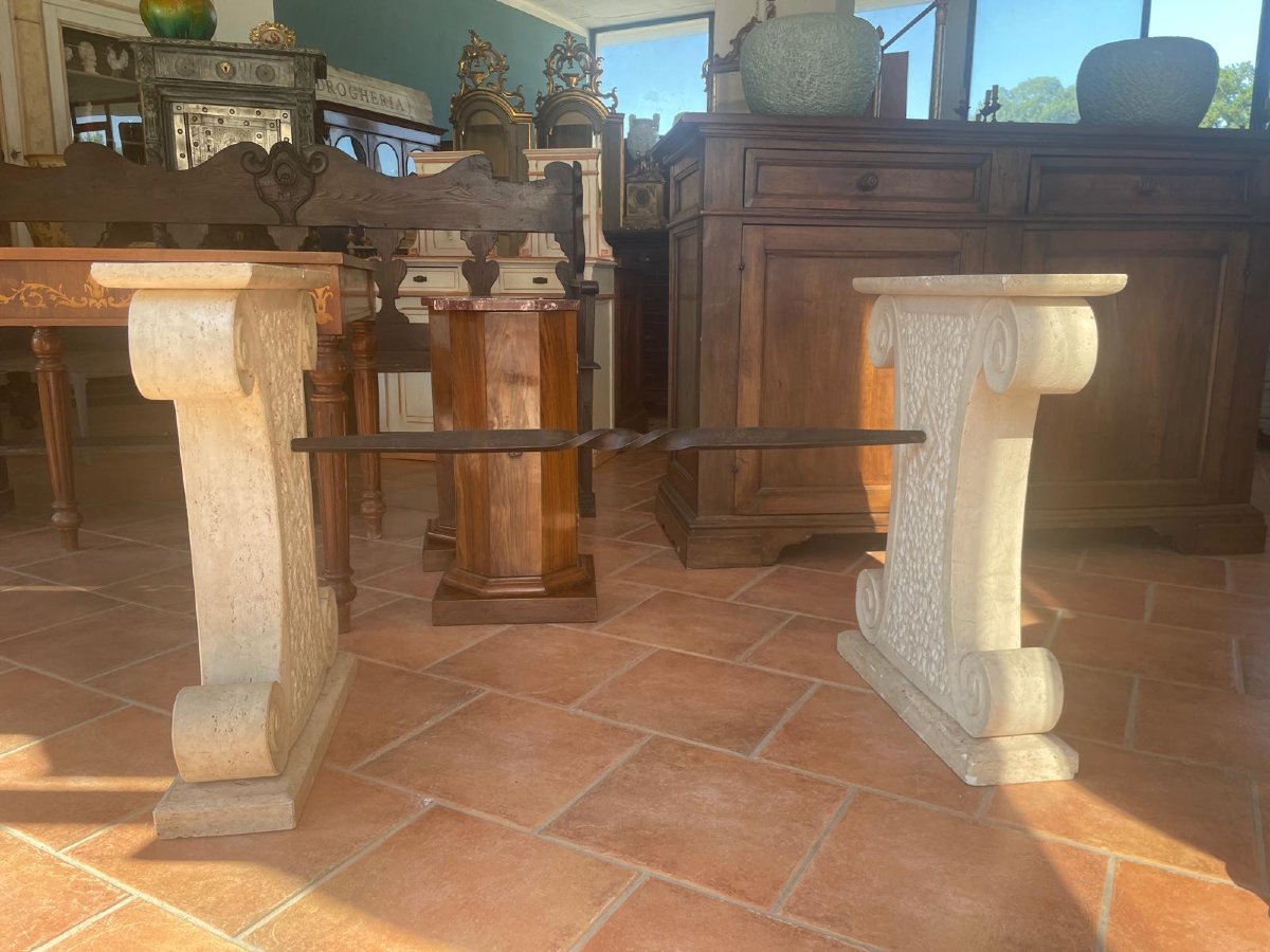Base In Travertine And Iron Of 800-photo-4