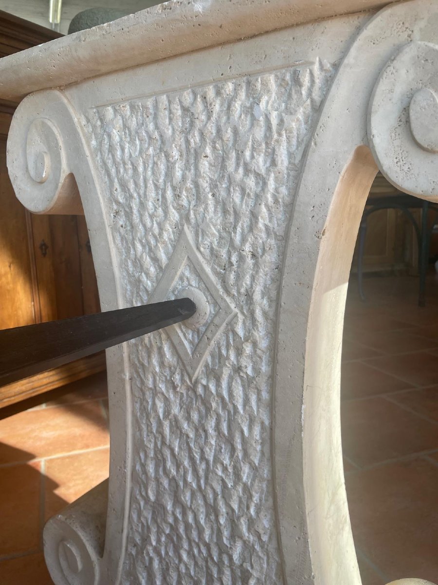 Base In Travertine And Iron Of 800-photo-3