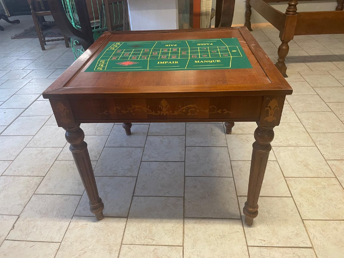 Table de jeu incrustée avec roulette-photo-2