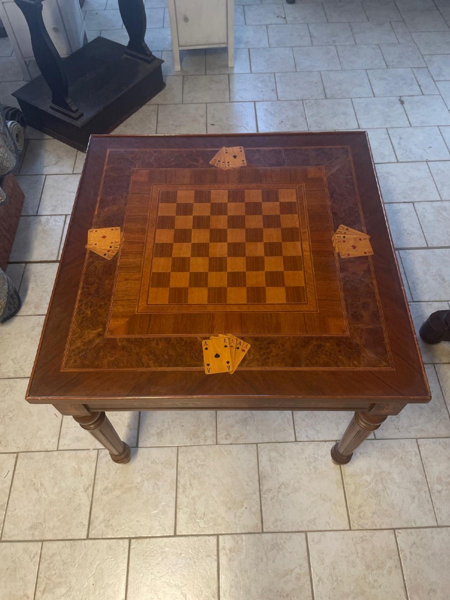 Table de jeu incrustée avec roulette-photo-4