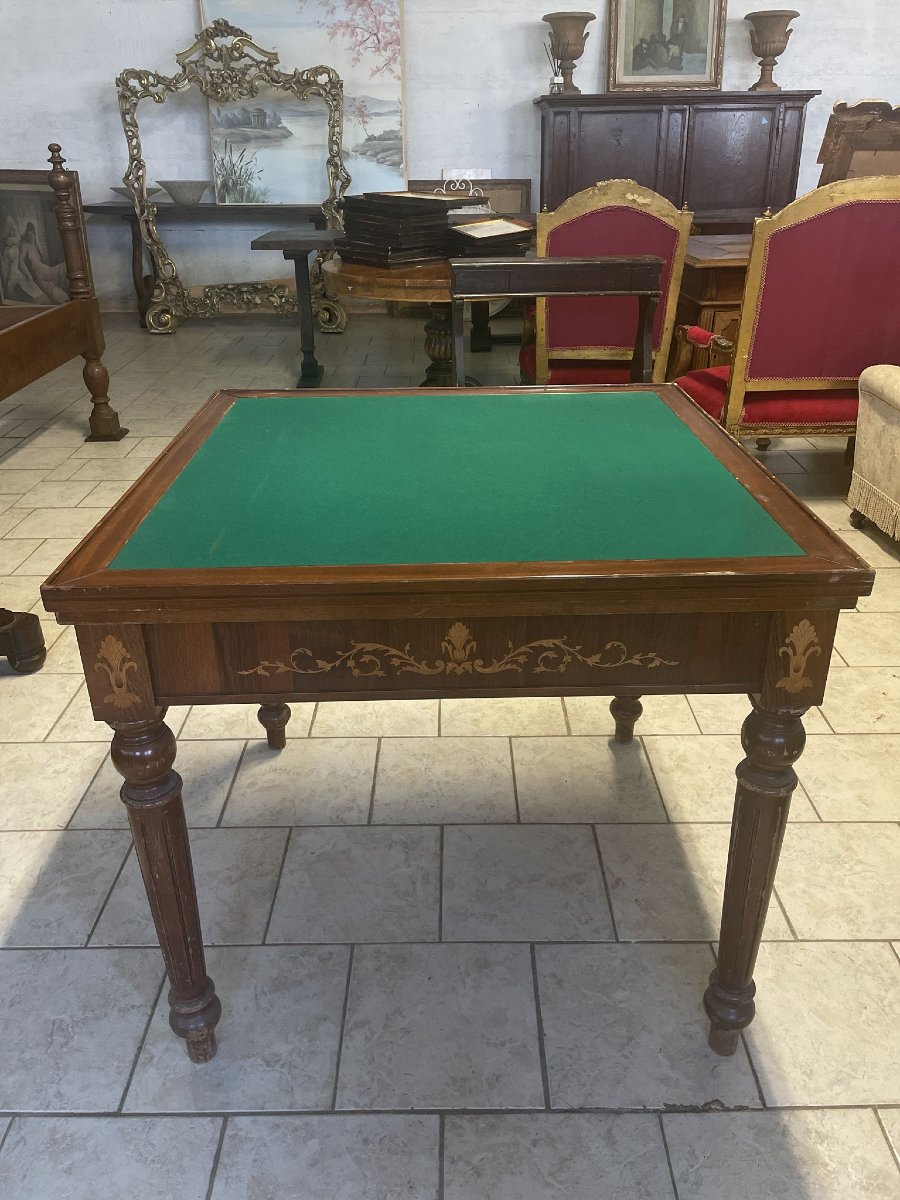 Table de jeu incrustée avec roulette-photo-2
