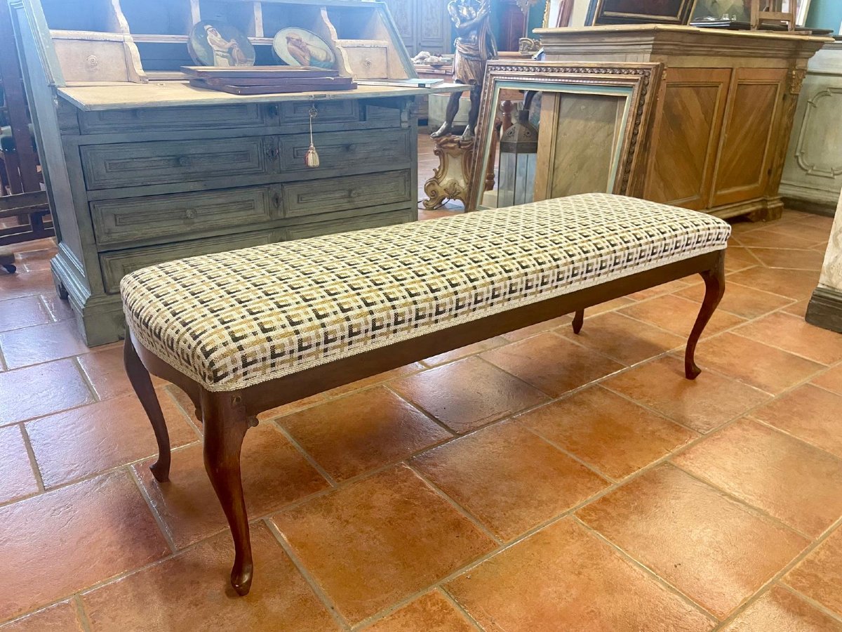  Paire de bancs en noyer rembourrés-photo-5