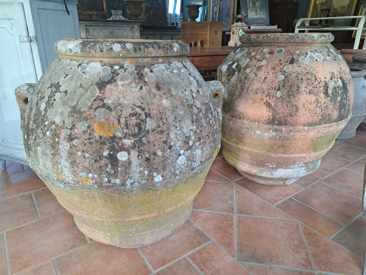 Paire de grands pots en terre cuite de l’Impruneta