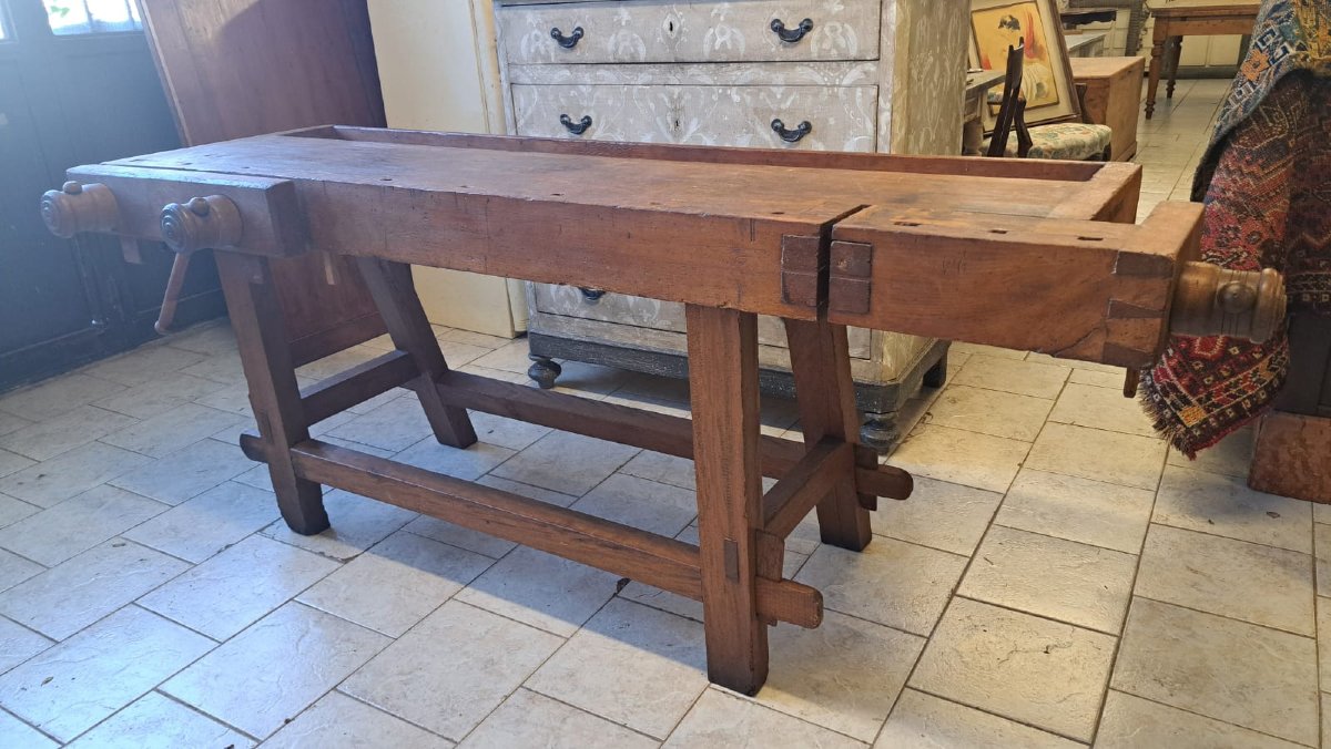 Nineteenth Century Carpenter's Table With Triple Vice-photo-4