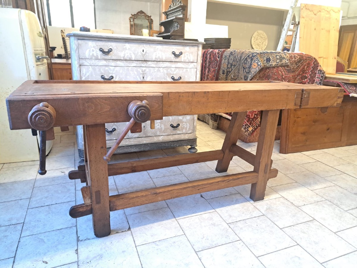 Nineteenth Century Carpenter's Table With Triple Vice