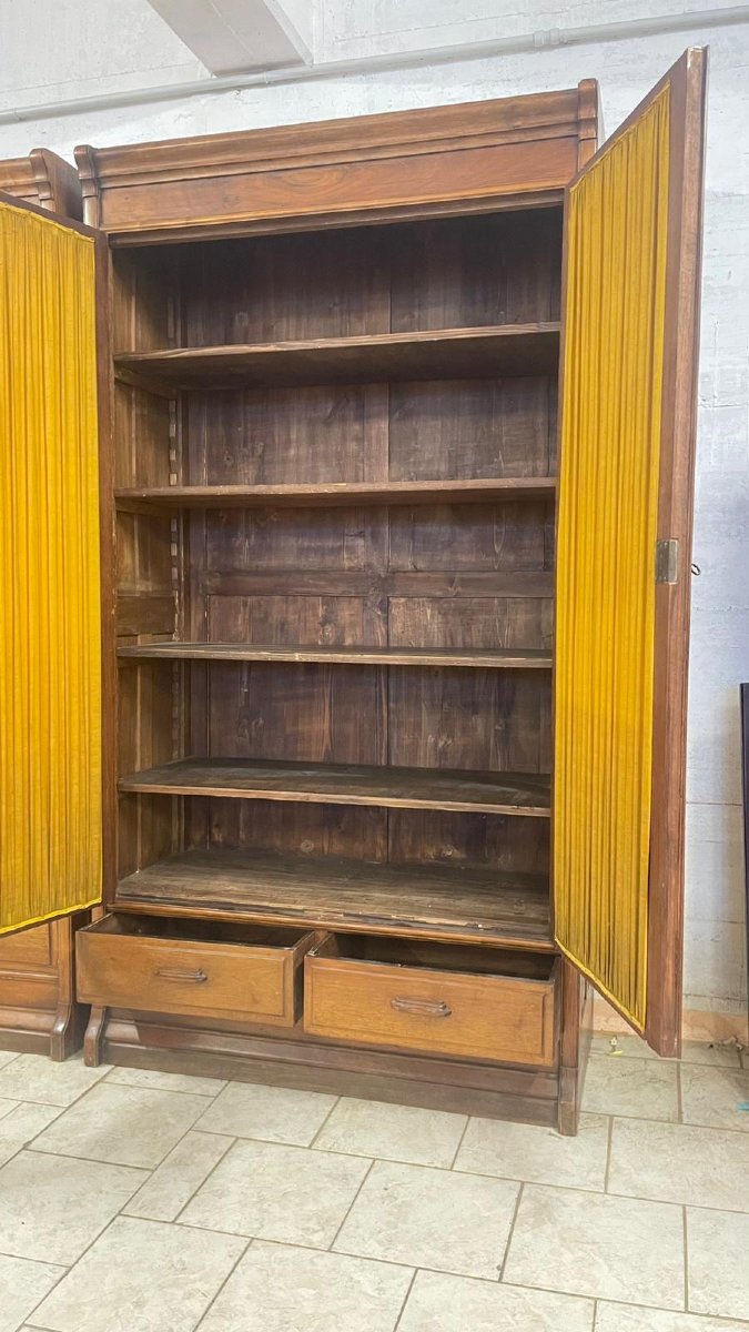 Groupe de cinq bibliothèques en noyer blond-photo-4