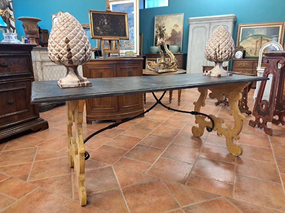 Grande table en lyre laquée-photo-5