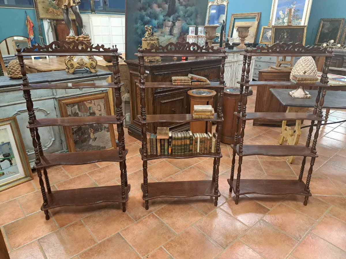 Three Small Rosewood étagères Bookcases-photo-2