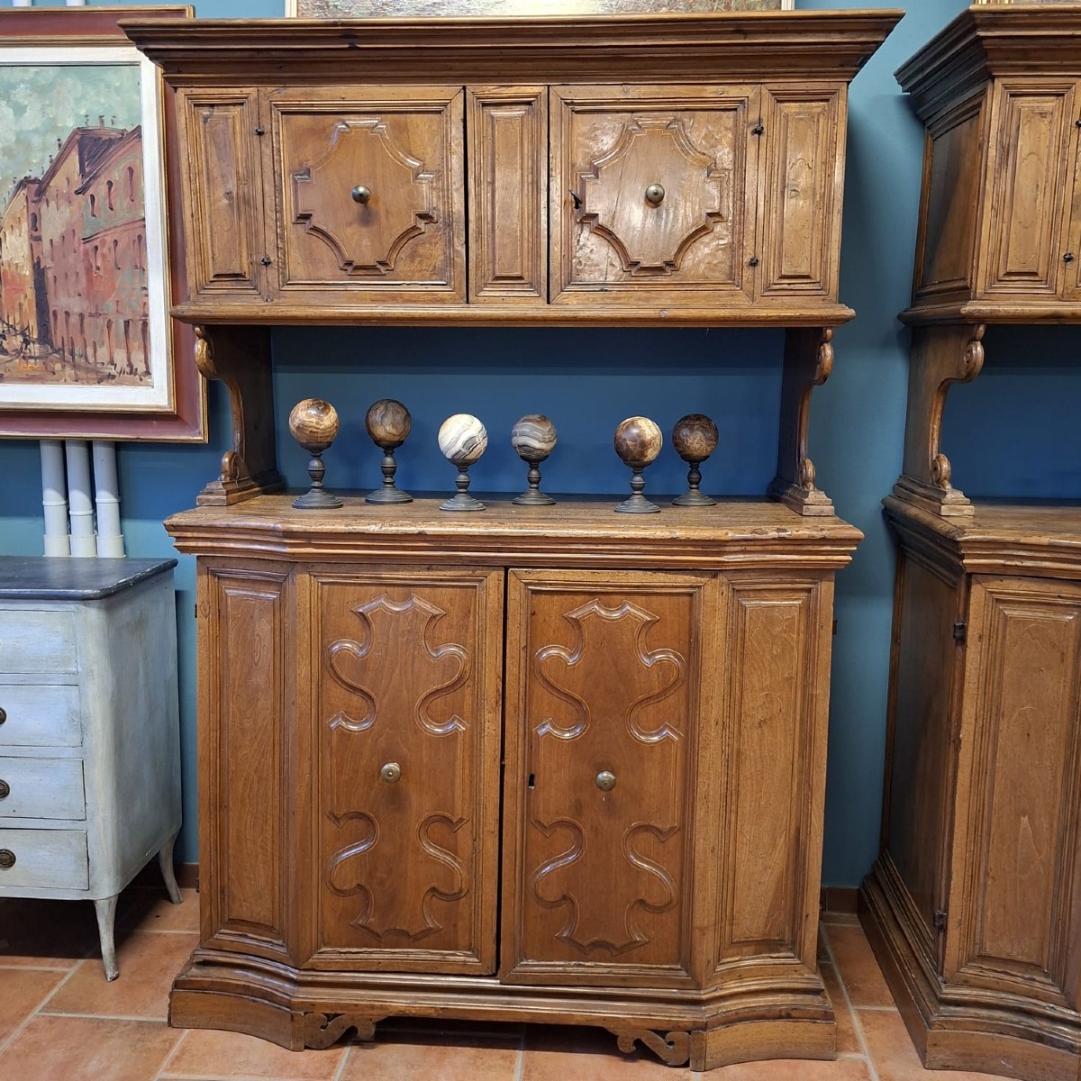 Pair Of 17th Century Threaded Walnut Sacristy Sideboards-photo-4