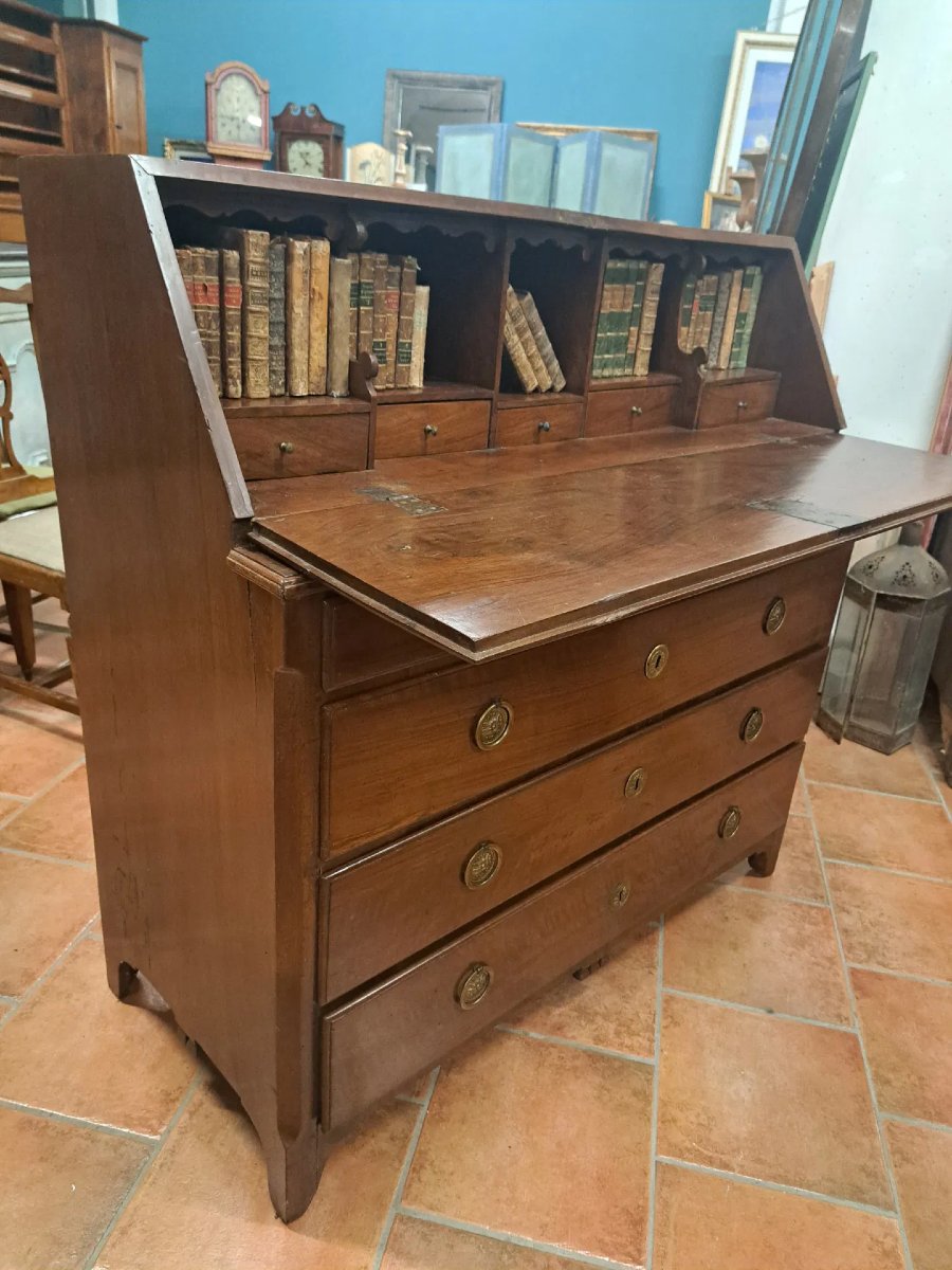 Directoire Walnut Desk, Second Half Of The 18th Century-photo-3