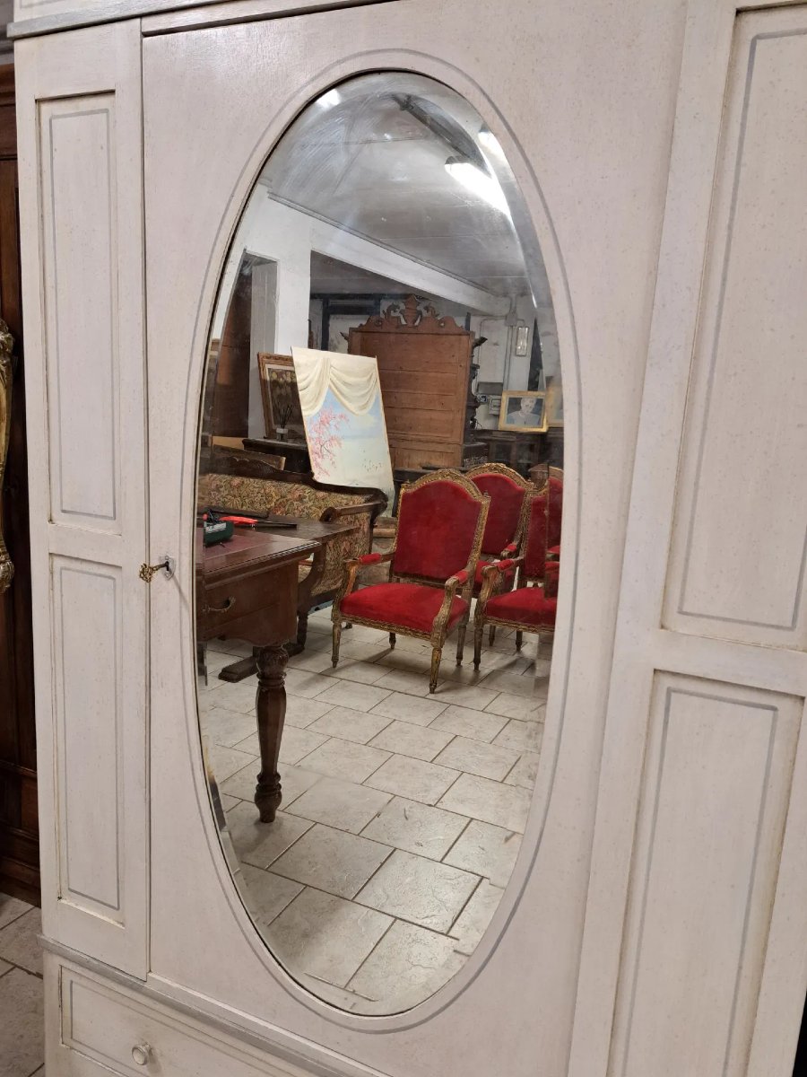 Armoire peinte avec miroir ovale-photo-3
