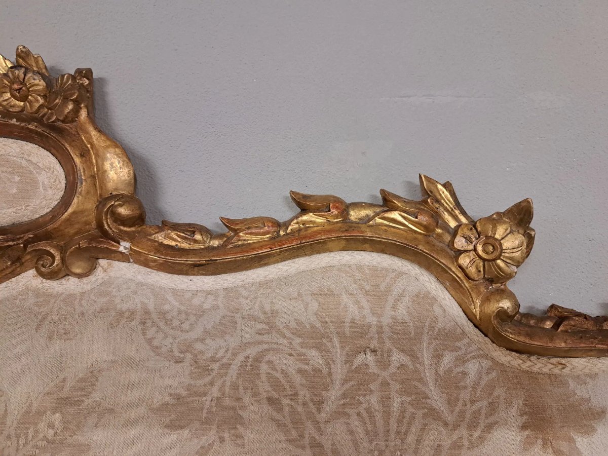 Tête de lit dorée et rembourrée-photo-3