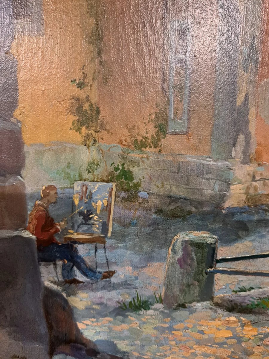 Rome, View Of Piazza Campitelli. Oil On Canvas-photo-2