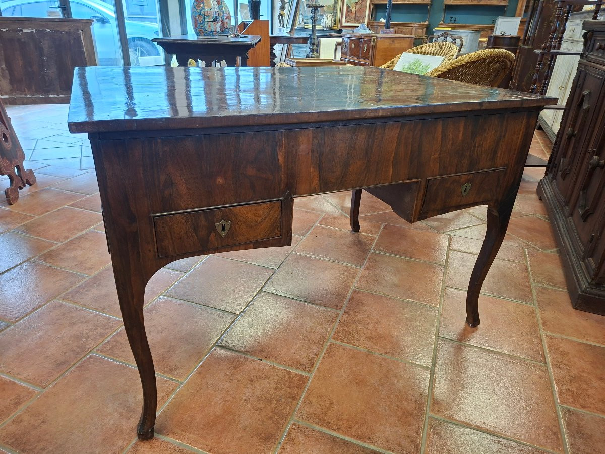 Bureau central Louis XV en palissandre et noyer avec secret-photo-6