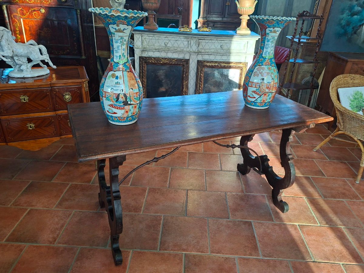 Walnut Lyre Table-photo-4