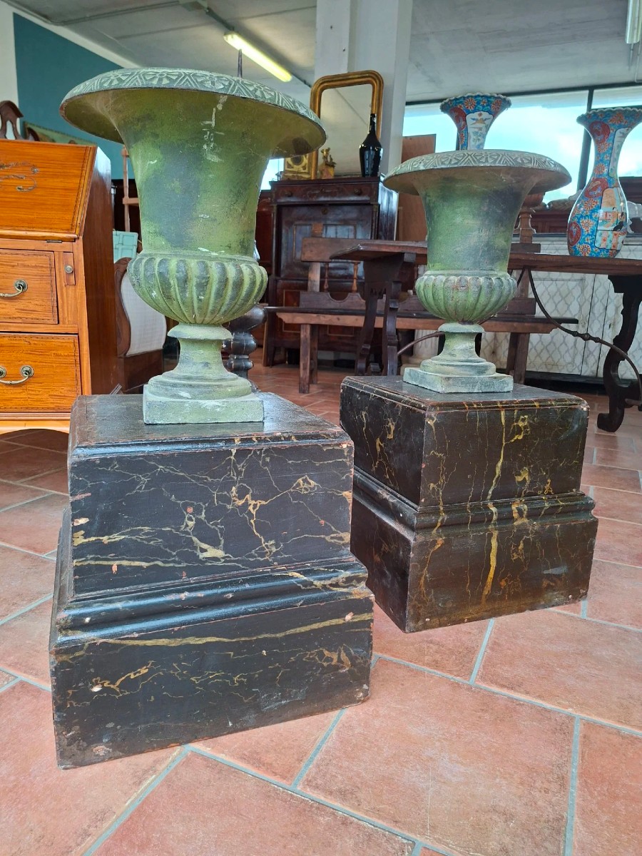 Pair Of Bases For Painted Wood Carvings