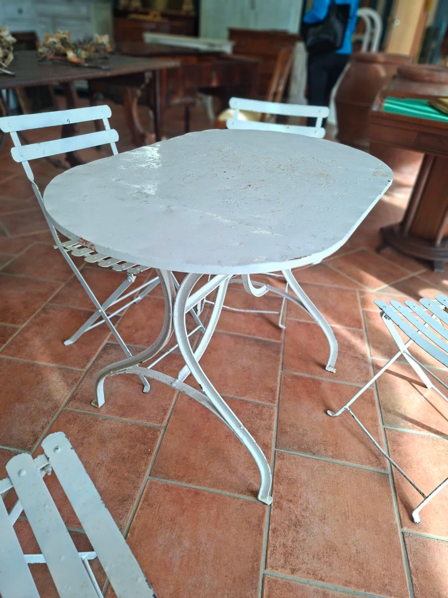 Table en fer avec quatre chaises en fer-photo-3