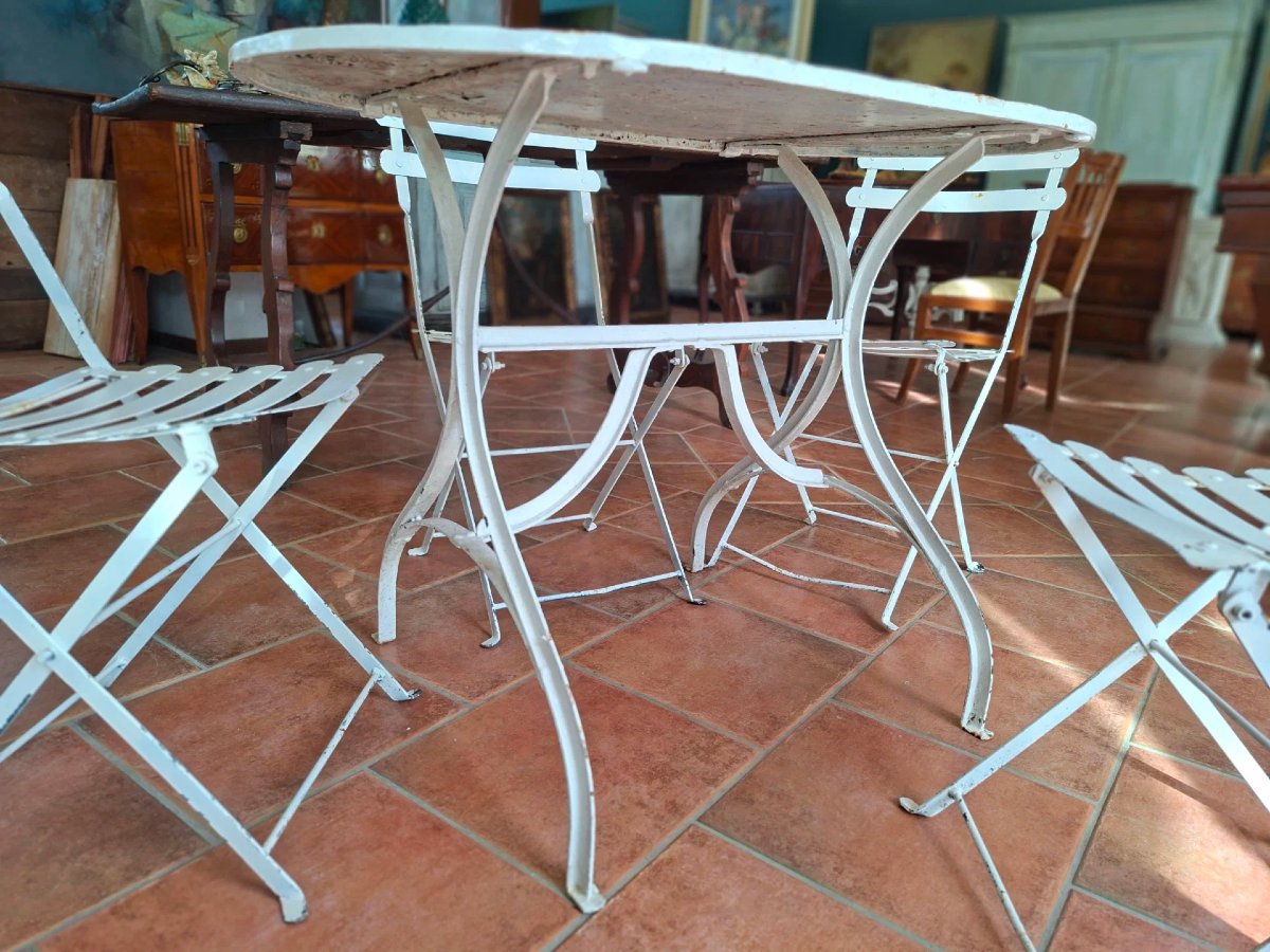 Table en fer avec quatre chaises en fer-photo-4