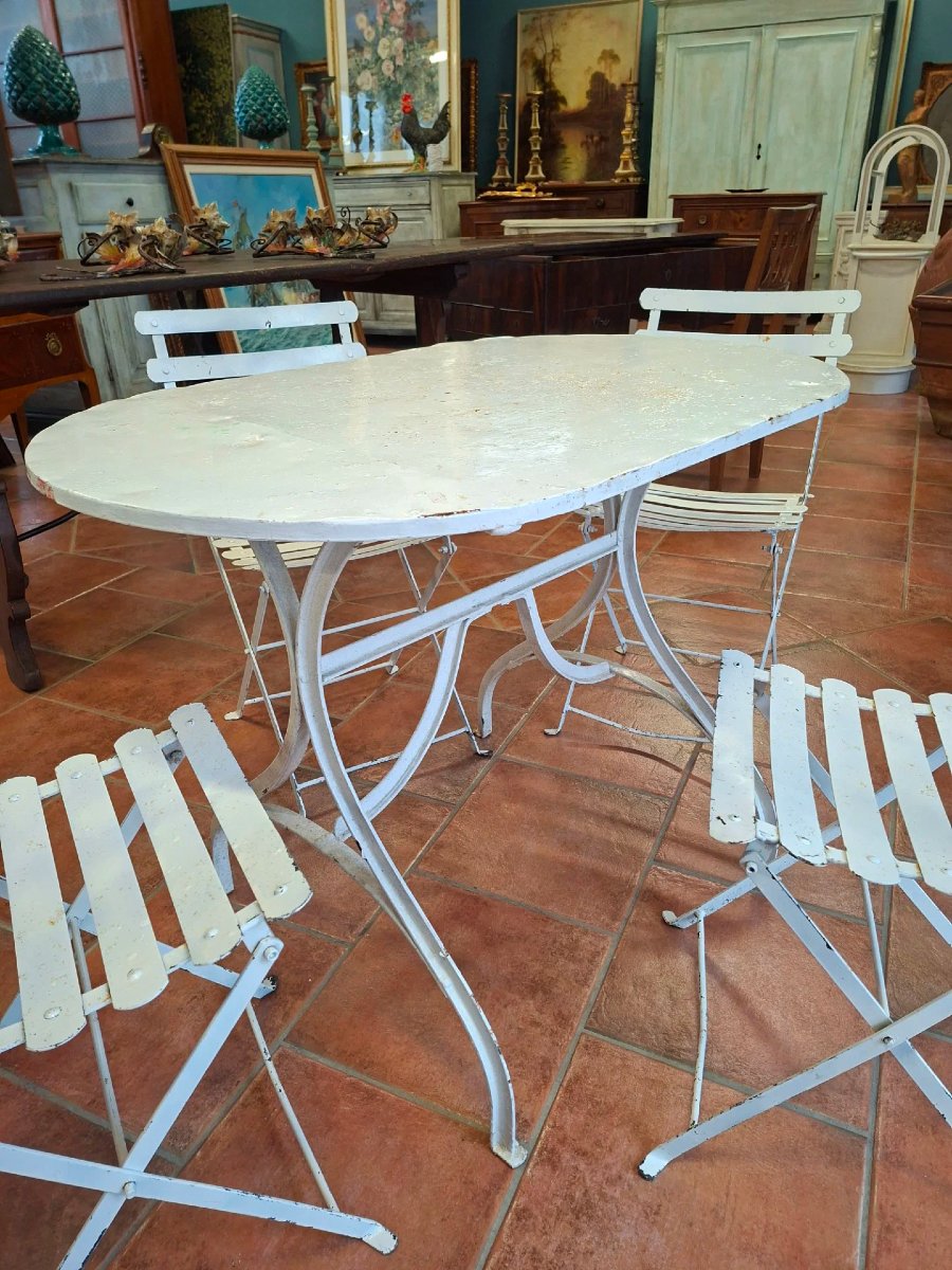Table en fer avec quatre chaises en fer-photo-4