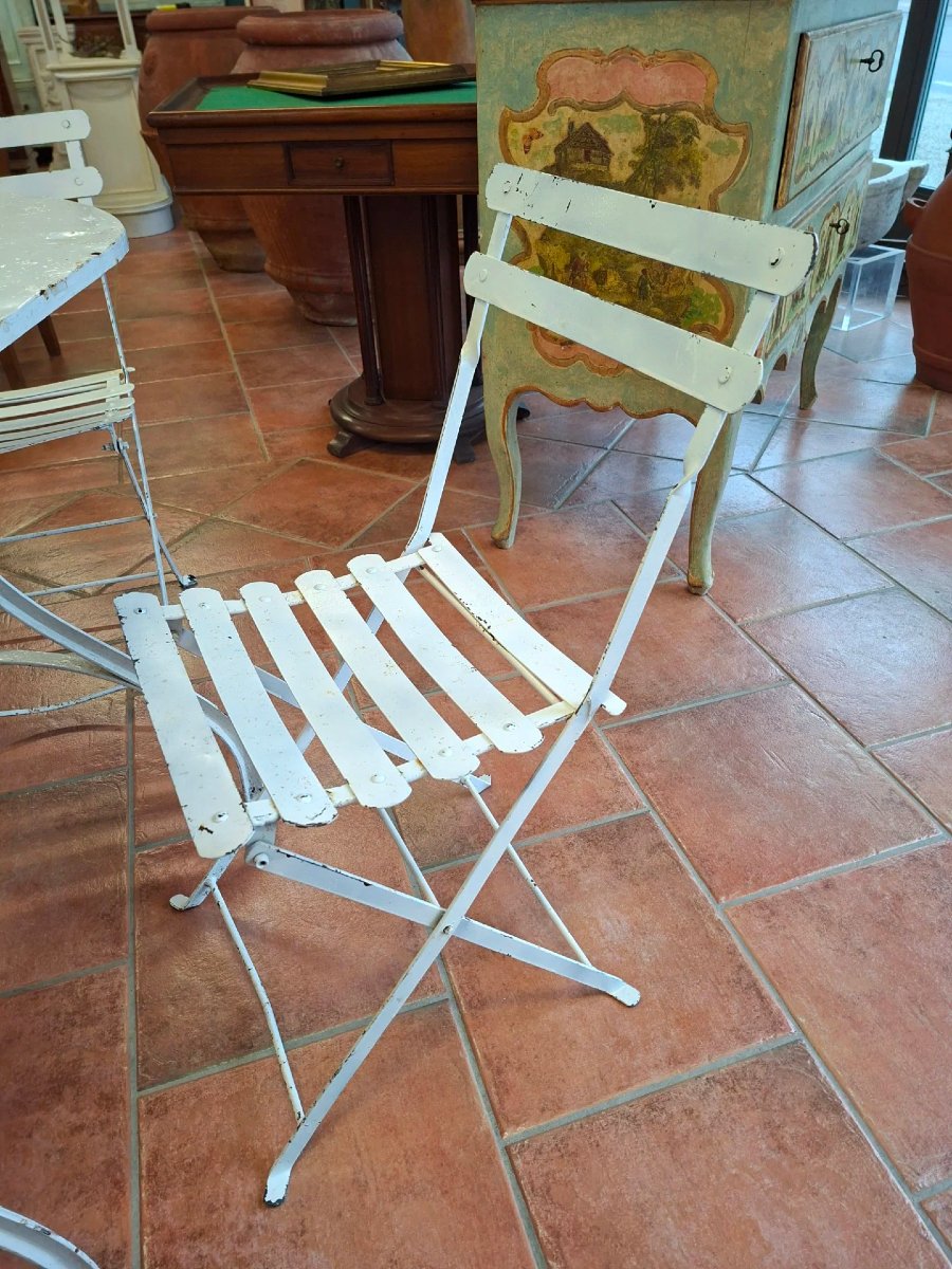 Table en fer avec quatre chaises en fer-photo-5