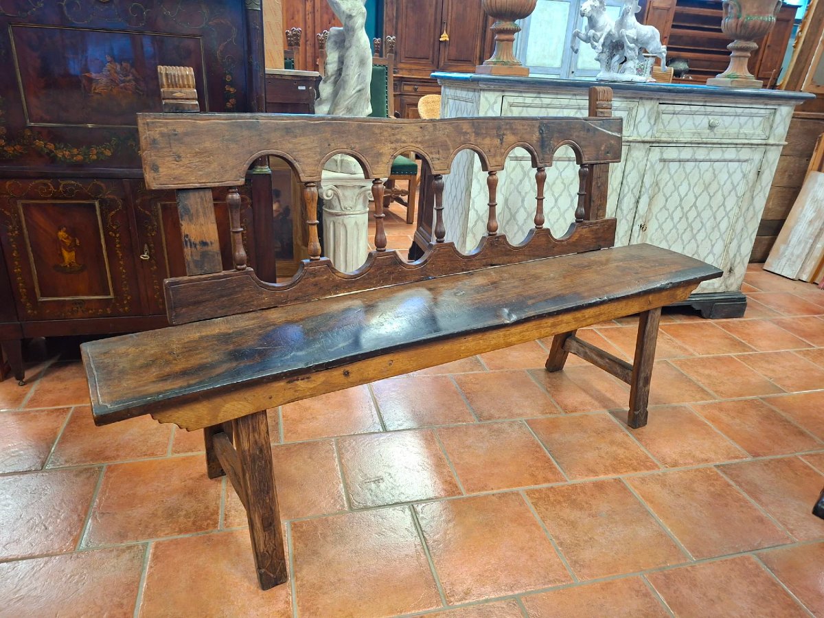 18th-century Walnut And Chestnut Fratina Bench-photo-5