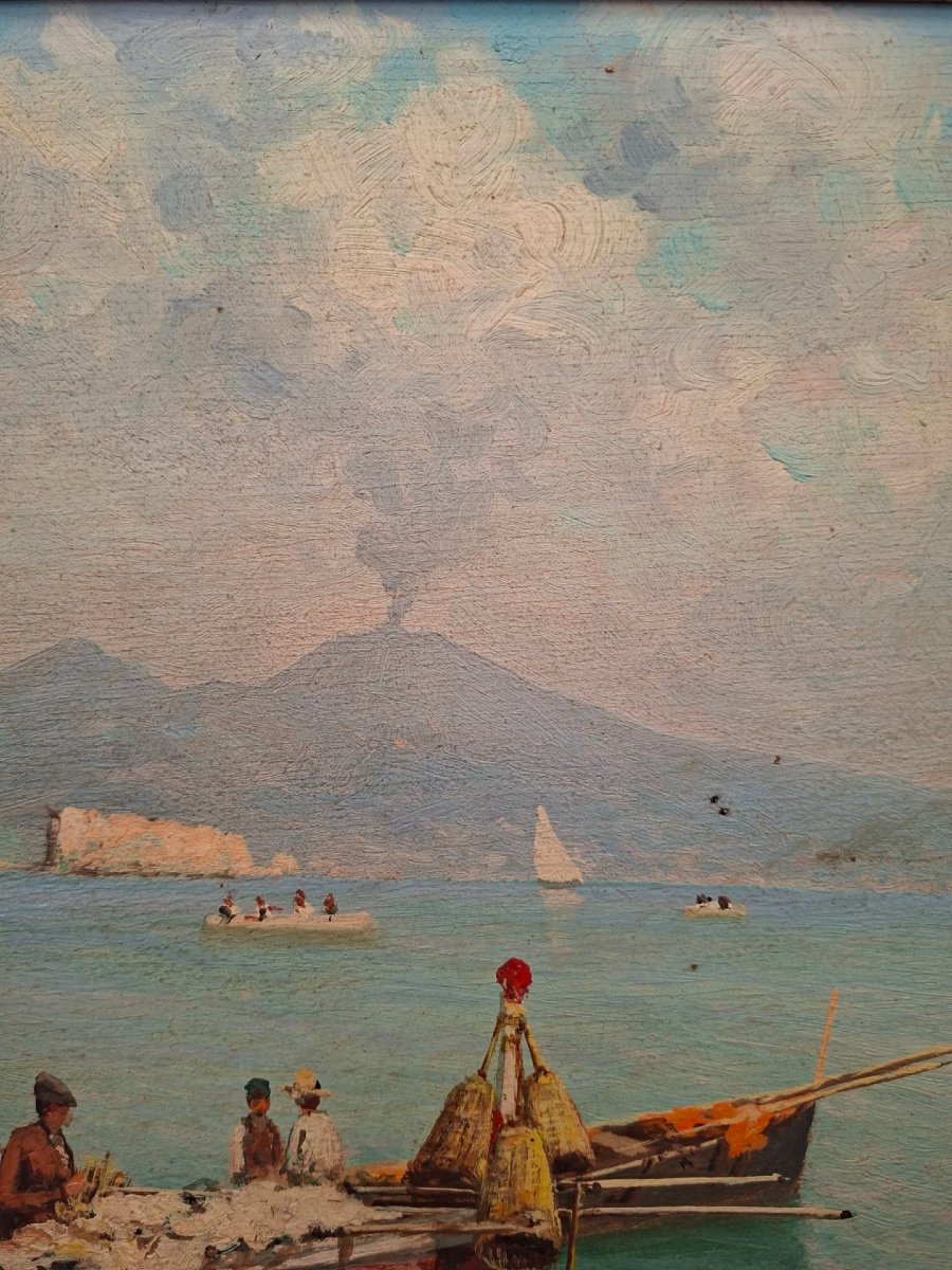 Marina napolitaine, huile sur contreplaqué.-photo-4