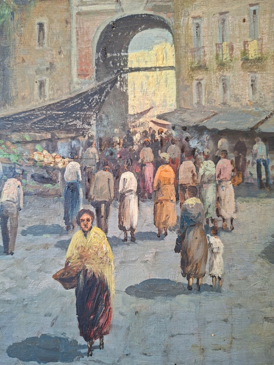 Marché de Porta Capuana, école napolitaine, huile sur panneau-photo-6