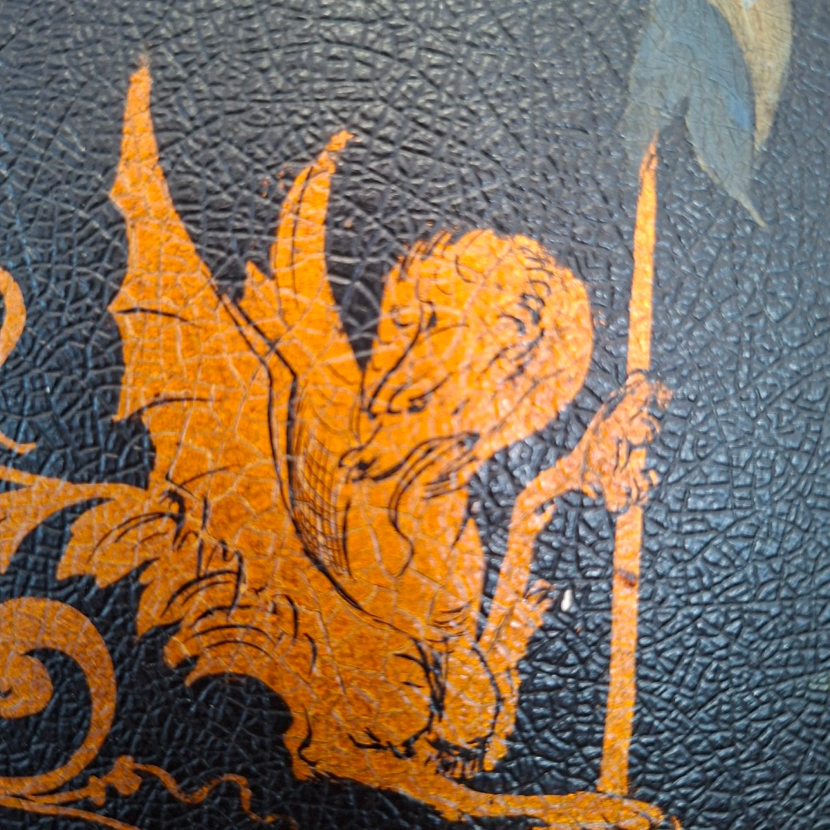 19th-century Ebonized And Painted Panel-photo-5