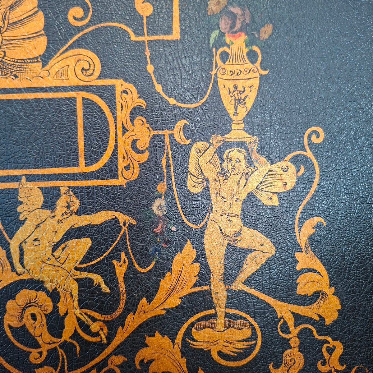 19th-century Ebonized And Painted Panel-photo-6