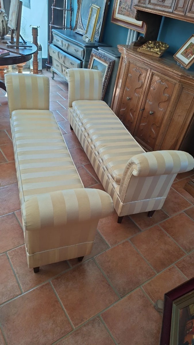 Paire de banquettes rembourrées avec accoudoirs-photo-2