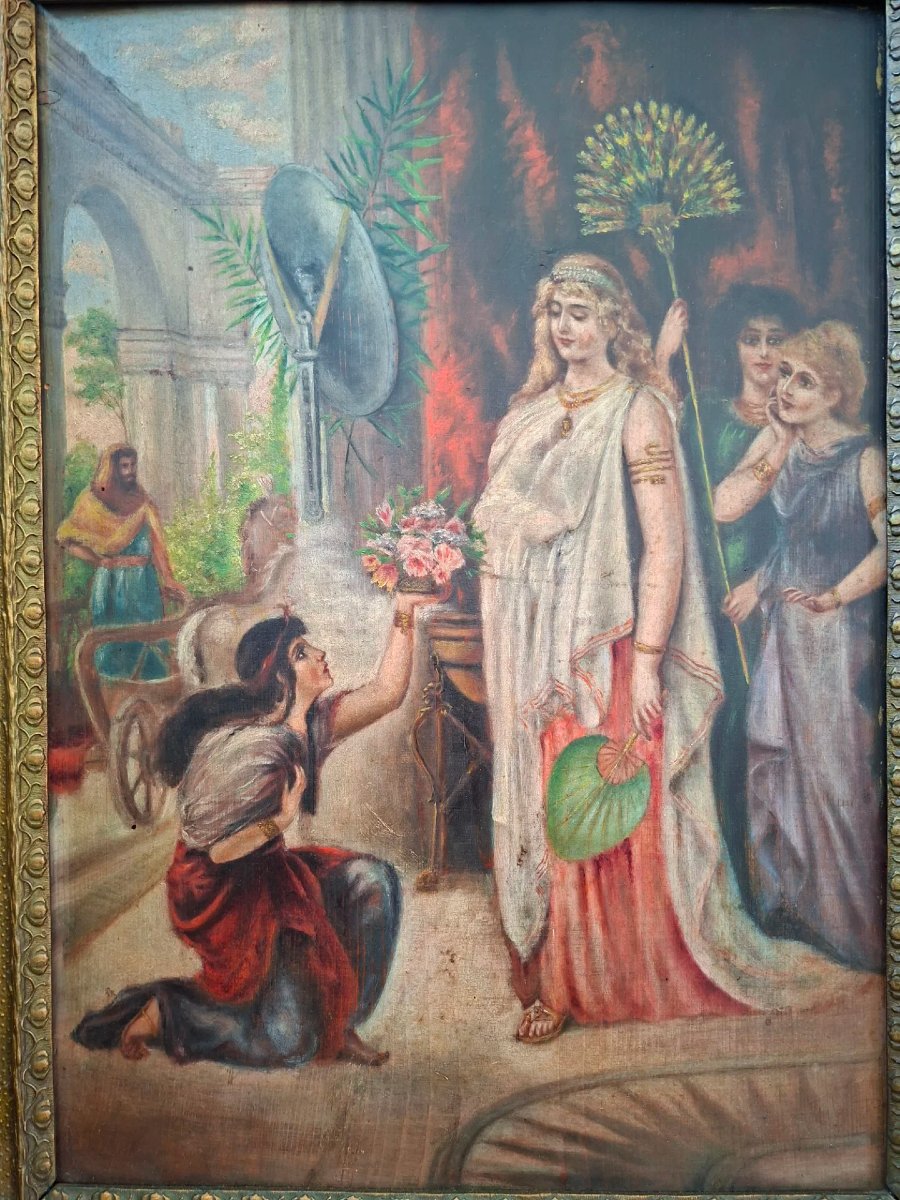 Huile sur panneau avec cadre avec sujet orientaliste-photo-3