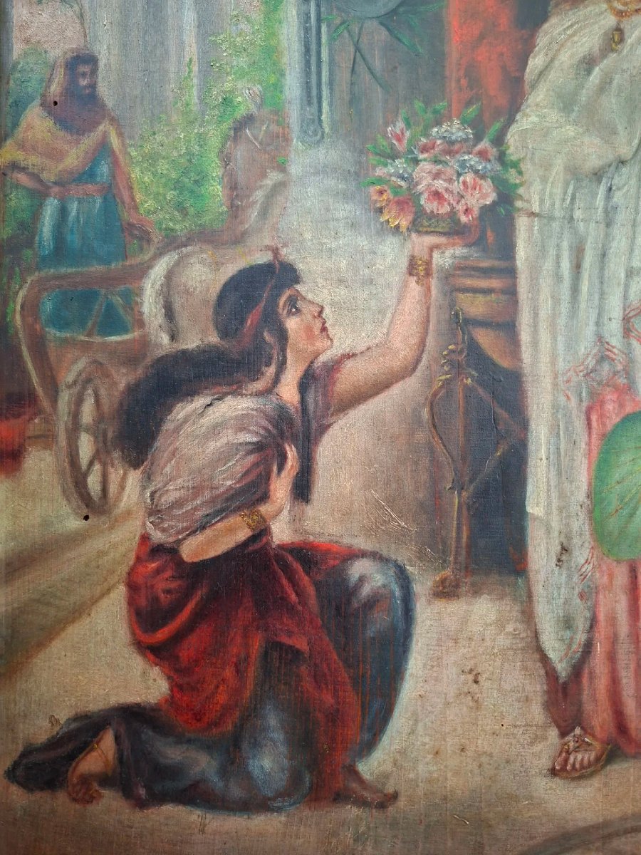 Huile sur panneau avec cadre avec sujet orientaliste-photo-2
