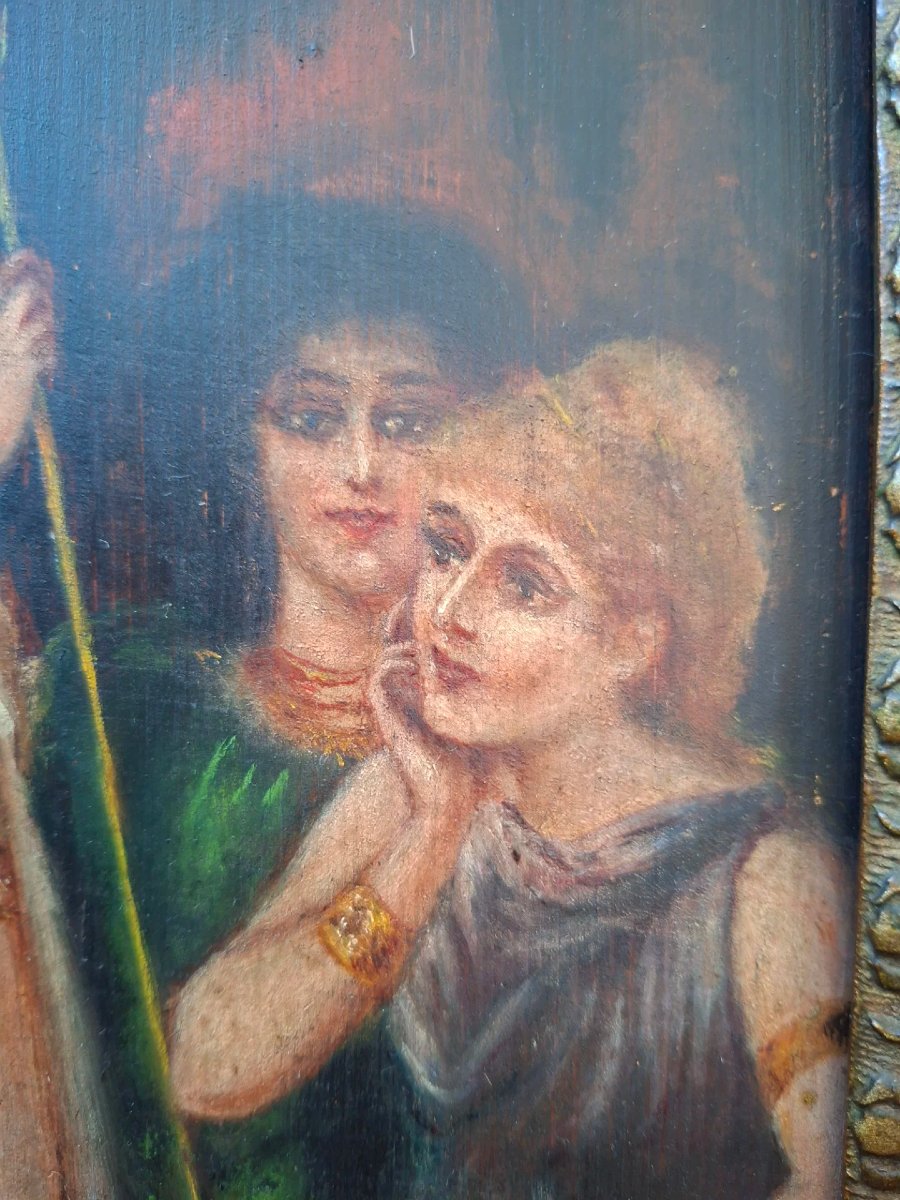 Huile sur panneau avec cadre avec sujet orientaliste-photo-3