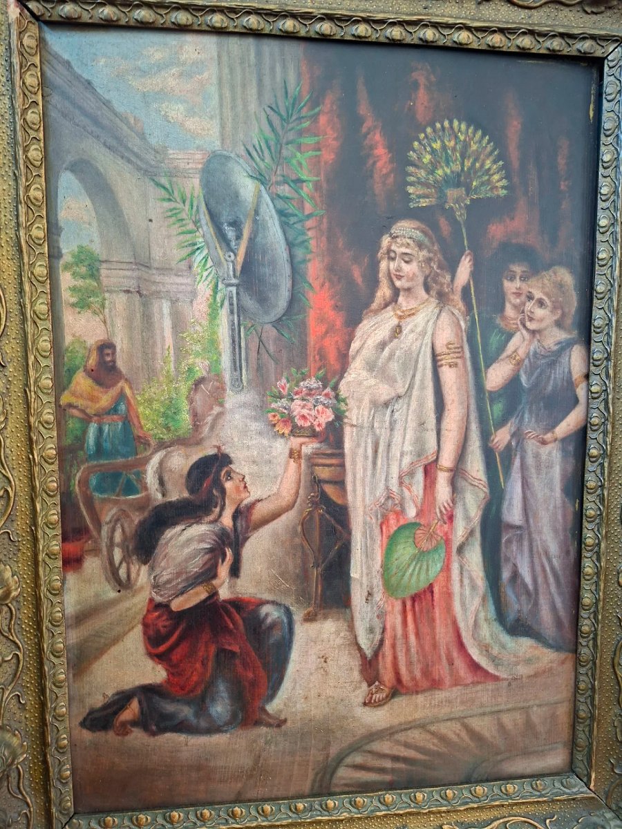 Huile sur panneau avec cadre avec sujet orientaliste-photo-6