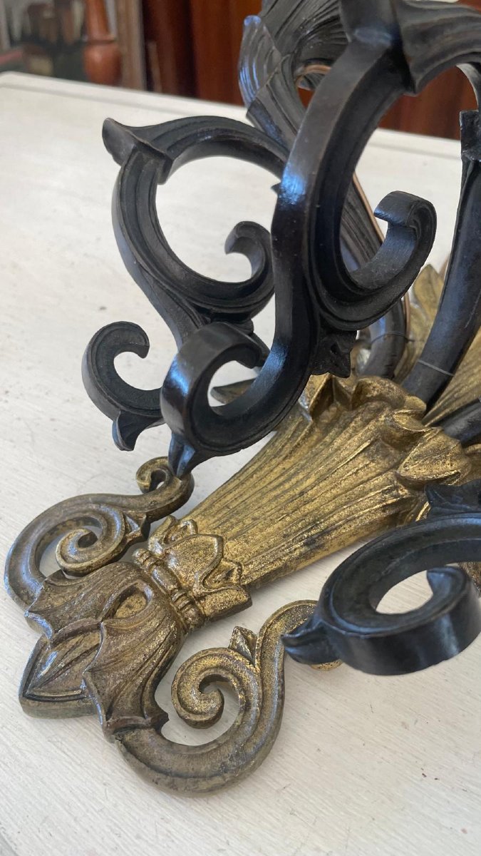 Pair Of 19th-century Gilded Bronze Wall Sconces-photo-1